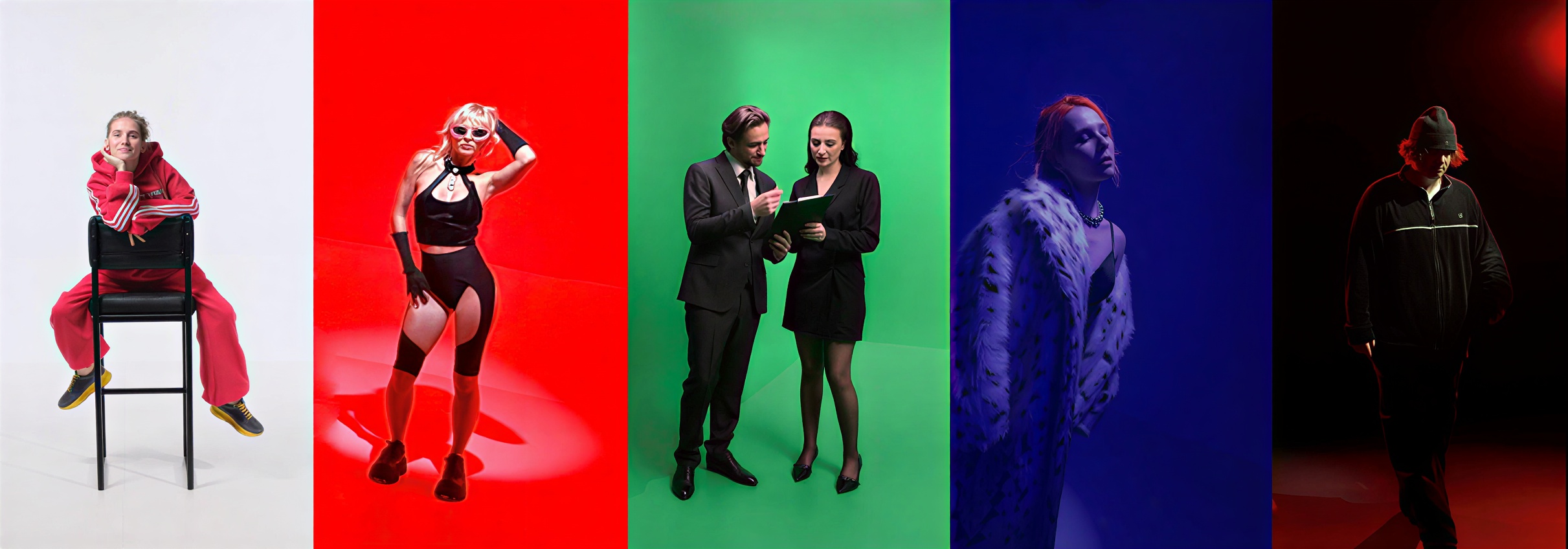 Циклорама — чёрная, белая, RGB-сцена, хромакей. Переход между состояниями — минуты